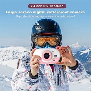 Niaviben Mini Portable Digital Camera for Kid's Waterproof Camera Front and Rear Dual 24 Million Pixel Compact Camera 2.4 Inch Pink