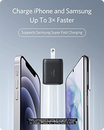 USB C , Anker Nano II 30W Fast Charger Adapter, GaN II Compact Charger (Not Foldable) for MacBook Air/iPhone 13/13 Mini/ 13 Pro/ 13 Pro Max/ 12, Galaxy S21, Note 20, iPad Pro, Pixel, and More