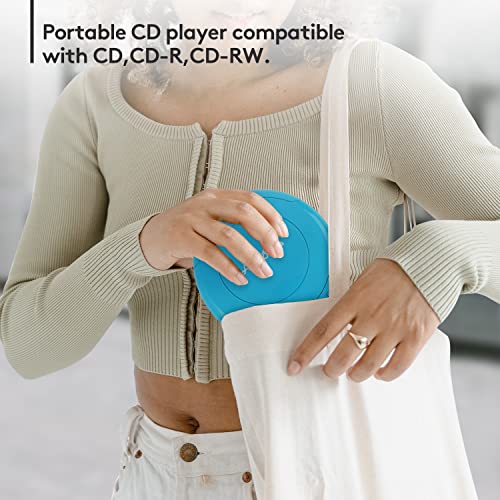 ByronStatics Portable Disc CD player, Personal Walkman Music CD Players Anti-Skip Shockproof Protection, Portable and Lightweight, Headphones Jack, Powered DC or 2XAA Battery - Teal