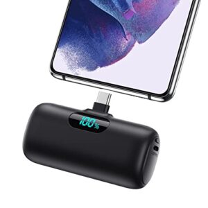 mini portable charger 5000mah power bank, 15w pd usb c cell phone portable power, lcd display battery pack compatible with android phone/samsung galaxy s22,s21/note/moto/lg/pixel /nexus/oneplus 9 etc