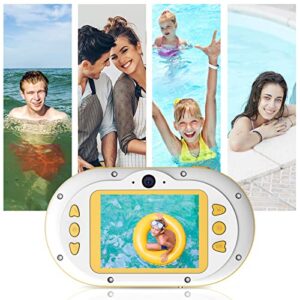 Niaviben Mini Portable Digital Camera for Kid's Waterproof Camera Front and Rear Dual 24 Million Pixel Compact Camera 2.4 Inch Yellow
