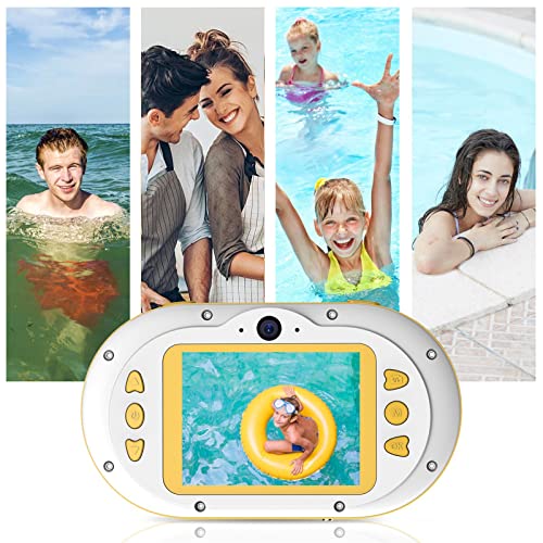 Niaviben Mini Portable Digital Camera for Kid's Waterproof Camera Front and Rear Dual 24 Million Pixel Compact Camera 2.4 Inch Yellow