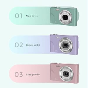 Niaviben Digital Camera Rechargeable Mini 30 Million Pixel HD Camera Student Camera Pocket Camera Digital Compact Camera with 32g Memory Card Purple