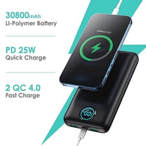 Portable Charger Power Bank 30,800mAh LCD Display Power Bank,25W PD Fast Charging +QC 4.0 Quick Phone Charging Power Bank Tri-Outputs Battery Pack Compatible with iPhone,Android etc(Black)