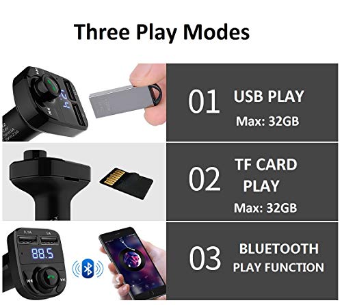 Handsfree Call Car Charger,Wireless Bluetooth FM Transmitter Radio Receiver,Mp3 Audio Music Stereo Adapter,Dual USB Port Charger Compatible for All Smartphones,Samsung Galaxy,LG,HTC,etc.