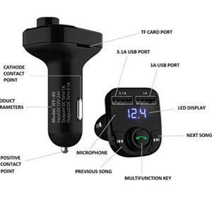 Handsfree Call Car Charger,Wireless Bluetooth FM Transmitter Radio Receiver,Mp3 Audio Music Stereo Adapter,Dual USB Port Charger Compatible for All Smartphones,Samsung Galaxy,LG,HTC,etc.