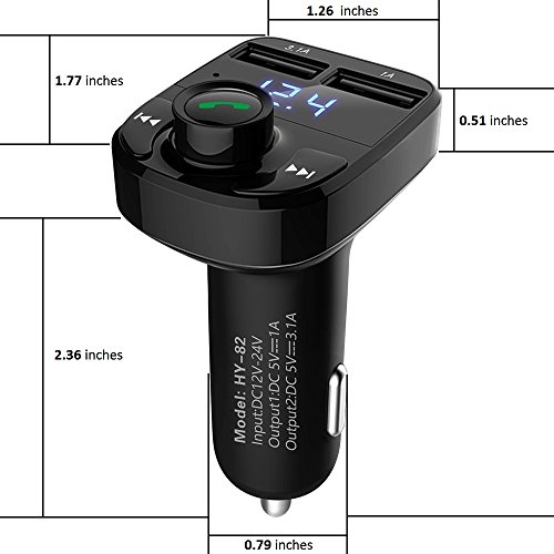 Handsfree Call Car Charger,Wireless Bluetooth FM Transmitter Radio Receiver,Mp3 Audio Music Stereo Adapter,Dual USB Port Charger Compatible for All Smartphones,Samsung Galaxy,LG,HTC,etc.