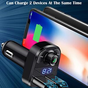 Handsfree Call Car Charger,Wireless Bluetooth FM Transmitter Radio Receiver,Mp3 Audio Music Stereo Adapter,Dual USB Port Charger Compatible for All Smartphones,Samsung Galaxy,LG,HTC,etc.