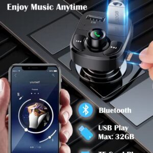 Handsfree Call Car Charger,Wireless Bluetooth FM Transmitter Radio Receiver,Mp3 Audio Music Stereo Adapter,Dual USB Port Charger Compatible for All Smartphones,Samsung Galaxy,LG,HTC,etc.