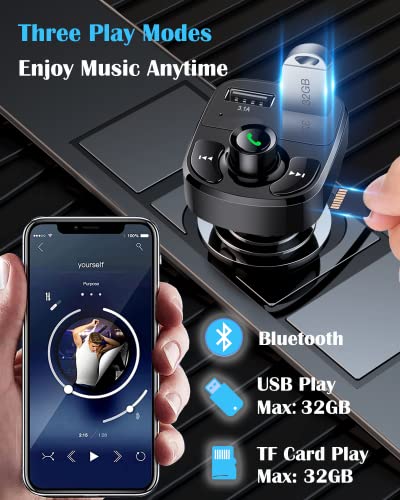 Handsfree Call Car Charger,Wireless Bluetooth FM Transmitter Radio Receiver,Mp3 Audio Music Stereo Adapter,Dual USB Port Charger Compatible for All Smartphones,Samsung Galaxy,LG,HTC,etc.