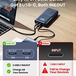 SAFUEL Portable Charger, Double USB C in & Out 30W PD Power Bank, 20000mAh Fast Charging Tri-Output Battery Pack for iPhone 14 13 12 11 X 8 Pro Max MacBook iPad Samsung S22 S21 Google LG Tablet, etc.