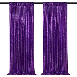 purple sequin backdrop 2 panels 2ftx8ft glitter party backdrop curtains photo background for wedding baby shower stage decorations