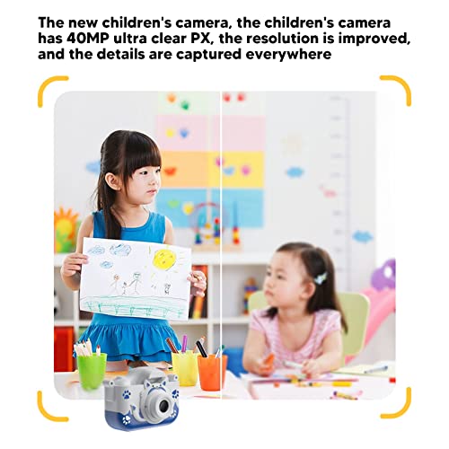 Kids Selfie Digital Camera Small Portable Blue Children's Cute Cartoon Fox Shape Four Filters Mini 40MP HD Camera