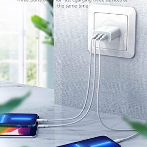 USB C Charger, Amoner 35W iPhone Charger, 3-Port Type C Wall Charger with PD 3.0 Power Delivery Adapter for iPhone 14/13/12/12 Pro/12 Pro Max/12 Mini/11,Galaxy,Pixel 4/3 and More
