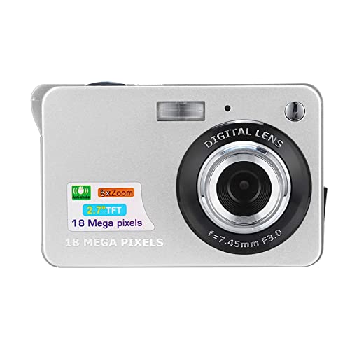 Niaviben Portable Digital Camera 18 Million Pixel High Definition Screen Mini Compact Camera for Home Selfie 2.7 inch White