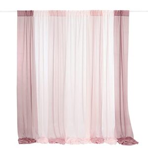 Ling's Moment Ribbon Backdrop Curtains 50% Transparency 10ft x 10ft Chiffon Like Fabric for Wedding Arch Ceremony Reception Decoration - Chic Dusty Rose