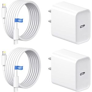 【apple mfi certified】 iphone 14 13 12 11 fast charger 10ft long fast charging cable with 20w usb c charger block for iphone 14/14 pro/14 pro max/14 plus/13/12/11/pro/pro max/mini/xs max/xr/x, ipad