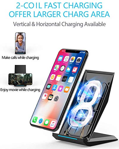 Fast Wireless Charger,NANAMI Qi Certified Wireless Charging Stand Compatible iPhone 14/13/12/SE 2020/11/XS Max/XR/X/8 Plus,Samsung Galaxy S23/S22/S21/S20/S10/S9/Note 20 Ultra/10 and Qi-Enabled Phone