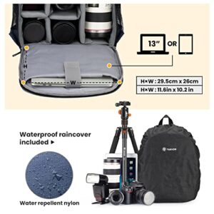 TARION Camera Bag Professional Camera Backpack Case with Laptop Compartment Waterproof Rain Cover for DSLR SLR Mirrorless Camera Lens Tripod Photography Backpack for Women Men Photographer Blue TB-S