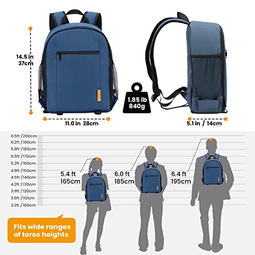 TARION Camera Bag Professional Camera Backpack Case with Laptop Compartment Waterproof Rain Cover for DSLR SLR Mirrorless Camera Lens Tripod Photography Backpack for Women Men Photographer Blue TB-S