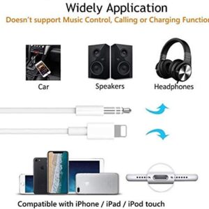 iPhone Aux Cord for Car, Apple MFi Certified Veetone Lightning to 3.5 mm Headphone Jack Adapter Male Aux Stereo Audio Cable Compatible with iPhone 13 13 Pro 12 11 SE 2020 XS XR X 8 7, 3.3FT White