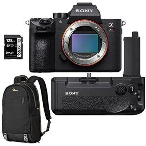 sony alpha a7r iv mirrorless digital camera body (v2) bundle with sony vg-c4em vertical grip, backpack, 128gb sd card