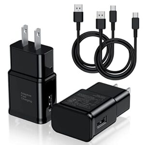 type c charger fast charging, 2 pack usb c android phone wall charger block & 6ft charge cable cord, for samsung galaxy s8 / s9 / s10 plus active s10e, s20 / s21 ultra plus, note 8 9 10, pixel 3 etc