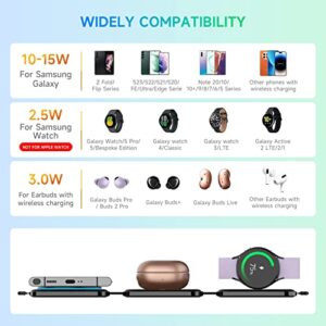 Wireless Charger for Samsung,RELAXYO Foldable 3 in 1 Fast Wireless Charging Pad Travel Station Compatible with Z Fold4/Flip/S23 Ultra/S22+/S21/S20/Note 20/10,Galaxy Watch 5 Pro/4/3/Active/LTE,Buds+