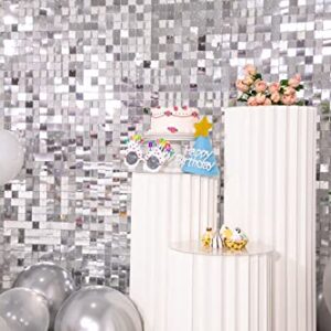 Shimmer Wall Backdrop Panels Silver Sequin Wall Backdrop Decoration for Birthday, Anniversary Wedding Engagement Party Decoration,12 Pieces