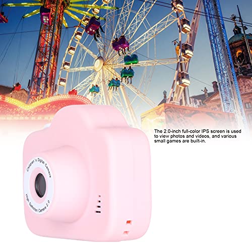 EBTOOLS Camera for Kids, 2.0 Inch IPS Screen 1080P Mini Toy Camera with 2000W Front and Rear Dual Cameras, Built in Games and Photo Stickers, Support 32GB Memory Card(Pink)