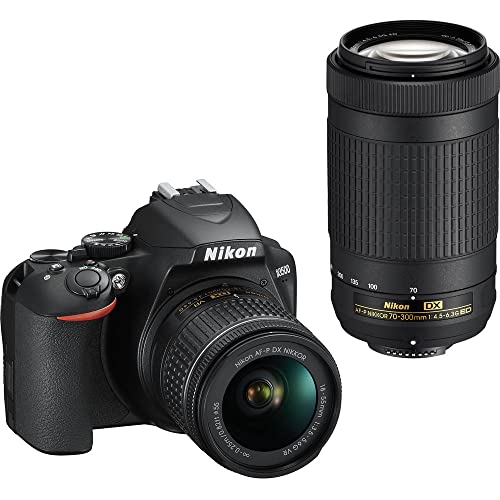 Nikon D3500 DSLR Camera - Bundle - with 18-55mm and 70-300mm Lenses (1588) + 2X EN-EL14a Battery + 2X SanDisk Ultra 64GB Card + 55mm Color Filter Kit + 58mm Color Filter Kit + Case + More