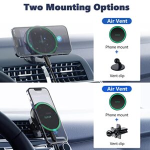 Magnetic Wireless Car Charger Mount Compatible with Magsafe iPhone 13/ iPhone 12/12 Mini/12 Pro/12 Pro Max, 15W Fast Charging Air Vent Magnet Accessories Car Phone Holder