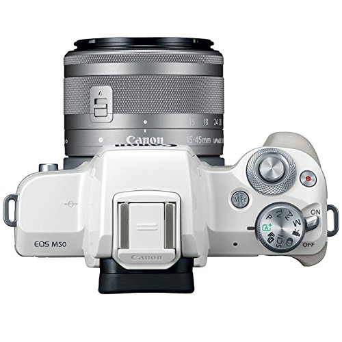 Canon 2681C011 EOS M50 Mirrorless Digital Camera (White) w/EF-M 15-45mm is STM Lens - (Renewed)