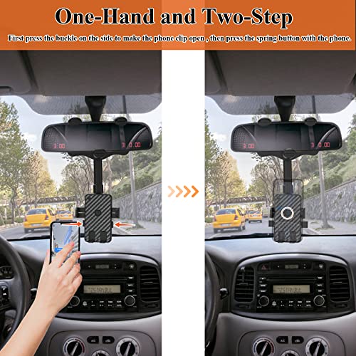 JHZWD Rear View Mirror Phone Holder, Car Phone Holder Rotatable and Retractable Universal Multifunctional Phone Mount for Car