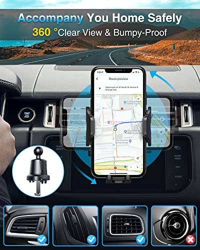 VANMASS Upgraded Car Vent Phone Mount [Patent Steel-Hook] Air Vent Holder Clip Sturdiest Shockproof Universal Mobile Cell Phone Mount Handsfree Stand Cradle for iPhone 14 13 Samsung Galaxy,Black