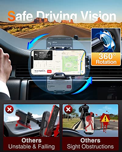 VANMASS Upgraded Car Vent Phone Mount [Patent Steel-Hook] Air Vent Holder Clip Sturdiest Shockproof Universal Mobile Cell Phone Mount Handsfree Stand Cradle for iPhone 14 13 Samsung Galaxy,Black