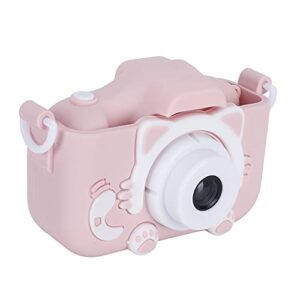 070 Camera Children Camera Portable 40MP Cartoon Cat Photograph Camera with Puzzle Games Birthday Gifts for Kids Children (Pink)