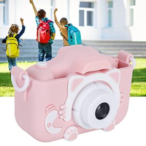 070 Camera Children Camera Portable 40MP Cartoon Cat Photograph Camera with Puzzle Games Birthday Gifts for Kids Children (Pink)
