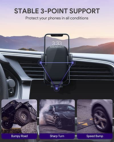 HHJ Phone Mount for Car [Super Stable & Easy] Upgraded Air Vent Clip Car Phone Holder Mount Fit for All Cell Phone with Thick Case Handsfree Car Mount for iPhone Automobile Cradles Universal