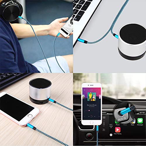 AUX Cord for Car, 6 Pack 3.5mm Auxiliary Audio Cable, Braided Stereo AUX Chords Compatible Headphone Car, iPhone, iPod, iPad, Samsung Galaxy, HTC, LG, Google Pixel, Tablet & More