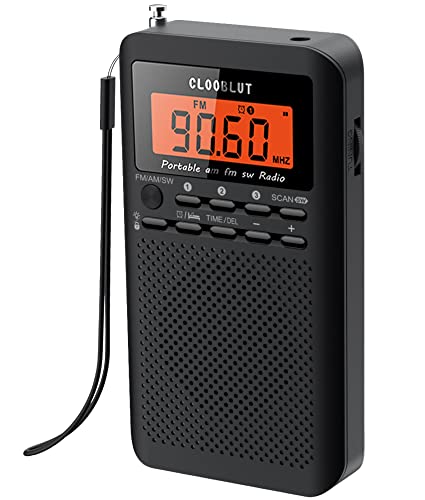 Portable Radio FM/AM/SW Transistor Battery Operated by 2*AA Batteries with Key backlight LCD Display Digital Alarm Clock Sleep Timer,Best Reception,Best Sound Quality Pocket Radios for Walking,Running