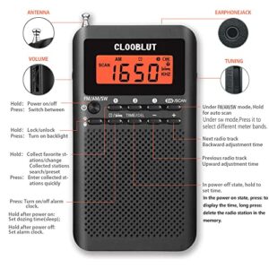 Portable Radio FM/AM/SW Transistor Battery Operated by 2*AA Batteries with Key backlight LCD Display Digital Alarm Clock Sleep Timer,Best Reception,Best Sound Quality Pocket Radios for Walking,Running