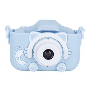 070 camera children camera portable 40mp cartoon cat photograph camera with puzzle games birthday gifts for kids children (blue)
