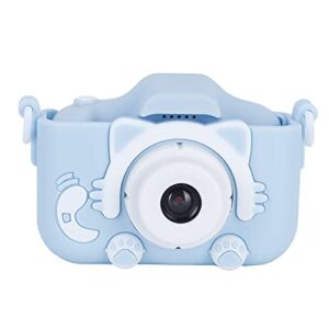 070 Camera Children Camera Portable 40MP Cartoon Cat Photograph Camera with Puzzle Games Birthday Gifts for Kids Children (Blue)