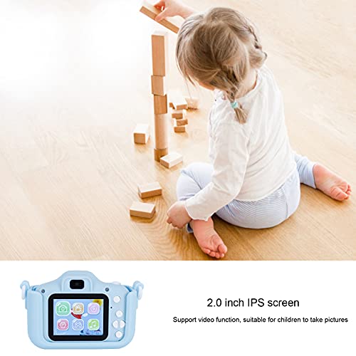 070 Camera Children Camera Portable 40MP Cartoon Cat Photograph Camera with Puzzle Games Birthday Gifts for Kids Children (Blue)