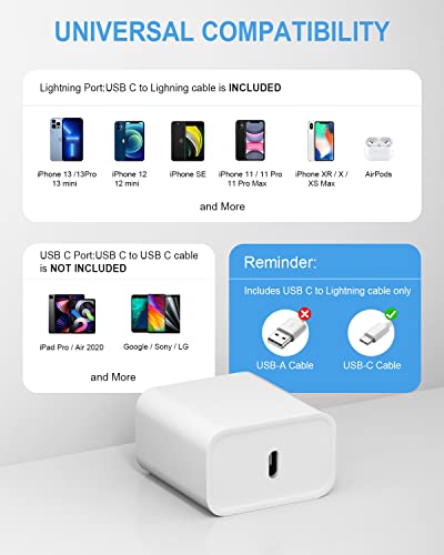 iPhone 14 13 12 11 Super Fast Charger【Apple MFi Certified】 cargador 20W Rapid USB C Wall Charger Block with 6FT Fast Charging Serial Cable Compatible with iPhone 14 Plus/Pro Max,Pro/Mini/iPad