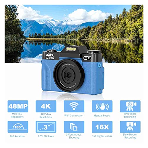 Camera 48MP Camera Digital WiFi 4K Vlogging Camera 16X Zoom Digital Camera Gift for Friends Family Restoring Ancient Ways Digital Camera (Size : Nocard, Color : B)