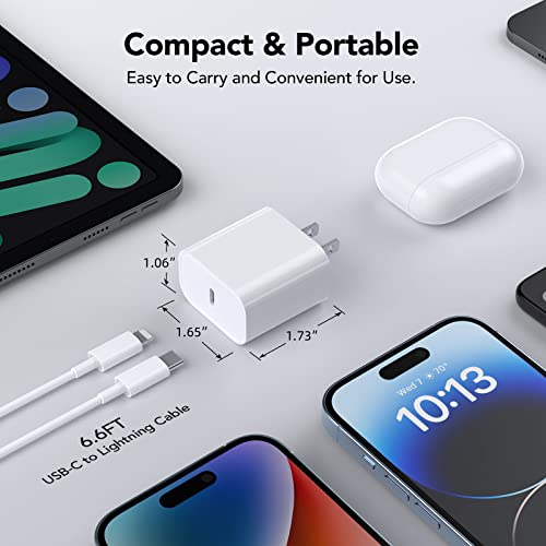 iPhone 14 13 12 11 Fast Charger [Apple MFi Certified] High Speed iPhone Wall Charger 2-Pack with 6.6FT USB C Lightning Cable Compatible with iPhone 13/13Pro/12/12 Pro/11/11Pro/XS/Max/XR/X/8 Plus,iPad