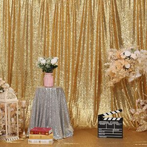 SquarePie Sequin Backdrop 10FT x 10FT Gold Photography Background Sparkly Curtain Selfie Wall for Wedding Party Decoration