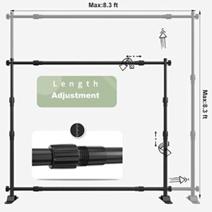 8'x8' Photo Backdrop Stand,Upgrade Heavy Duty Banner Stand Multifunctional Adjustable Telescopic Height and Width Photo Booth Banner,Reuse for Trade Show and Display Booth Exhibitor Background